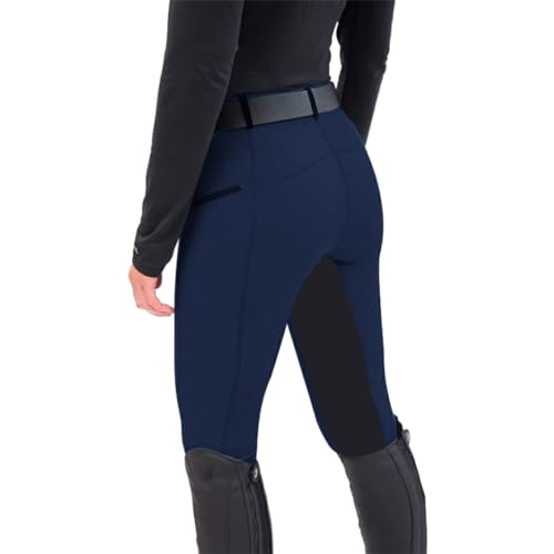 CLSSLVVBN Pantalones de equitación de Elasticidad, Pantalones ecuestres de poliéster a Prueba de arañazos y Amplia aplicación, Azul Oscuro M
