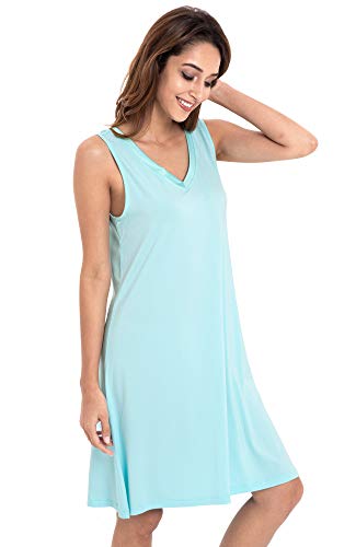 Image of GYS Cooling Bamboo Viscose Nightgowns for Women, Lightweight Sleeveless V Neck Sleep Shirt for Hot Sleepers, Soft Night dress