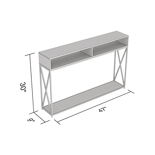 Safdie & Co. - Dark Taupe Farmhouse Entry Table With 2 Open Shelves, Console Tables For Entryway, Use As Doorway Table, Hallway Desk, Or Accent Furniture For Decorating Foyer, 26 X 10 X 23 Inches #TOP2