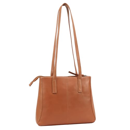 Lloyd Baker Genuine Leather Tote Bag for Women – Zip Closure Shoulder Handbag | Hampi (Tan)