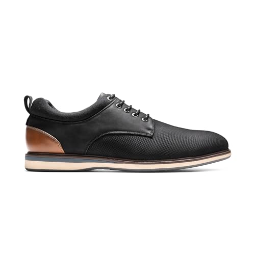 Image of Bruno Marc Men's Dress Shoes Casual Business Oxford | Scaled Synthetic Upper, Soft Removable Footbed, Lace-up Secure Fit, Flexible Outsole for Daily Work & Casual Wear