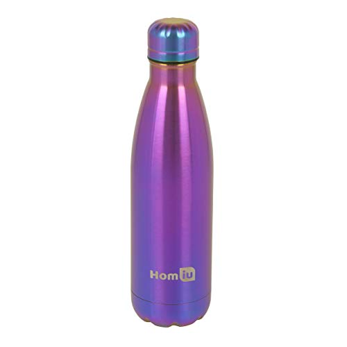 Homiu Trinkflasche 500 Milliliter Ultimate Vacuum Insulated Double Wall Edelstahl Wasser und Getränke 24 Stunden kalt und 12 heiß Sportflasche L Silber (Regenbogen, 500ml) Cover