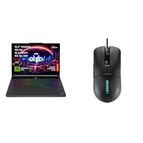 Lenovo Legion 5a 15AHP11 - Ordinateur Portable Gaming 15.3'' OLED 165Hz (AMD Ryzen 7 250, RAM 16Go, SSD 512Go, NVIDIA RTX 5060 8Go, Windows 11 Home) Clavier 1 Zone rétroéclairé AZERTY Français - Noir