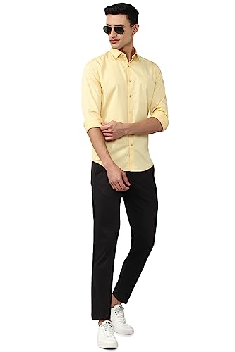 Image of Peter England Men's Slim Fit Full Sleeve Casual Shirt in Twill Weave Cotton