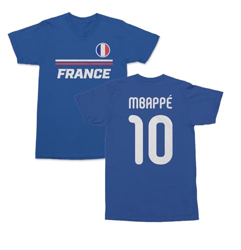 France Soccer Fans Mbappe 10 Jersey Style Unisex T-Shirt (Royal, X-Large)
