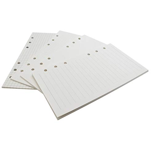 Image of Zelten Loose Leaf Punched Paper Refills Paper for 6 Hole Binder Personal Organizer Diary Notebook Refillable Planner (4 in 1 Set Lined Squared Dotted Sketch,A6 /6 Hole)