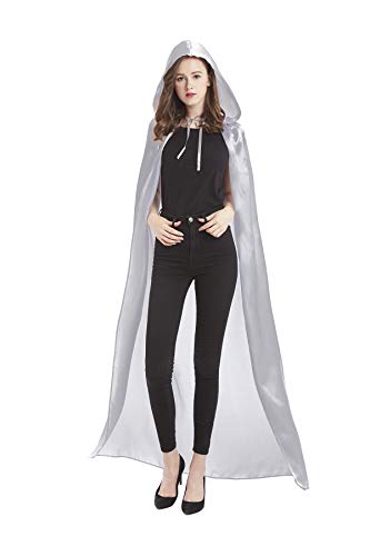DIFLY 59 "Satin Kapuzen Cape Unisex Halloween Umhang für Teufel Hexe Zauberer Halloween Weihnachten Cosplay