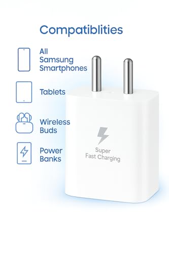 Image of 25W Charger for Samsung Galaxy S25 with Type-C to C Cable | Super Fast Charging PD Adapter for Galaxy S26 /S25 Ultra, S24 FE, M17e /A36 /A16, M15 /M17 /M55 5G, F17 /F70e /Z Fold & S /A /M /F /Z Series Phones