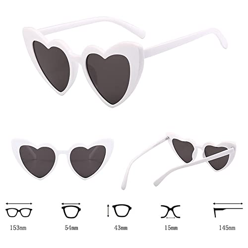 Love Heart Shaped Sunglasses for Women,Vintage Cat Eye Mod Style Retro Glasses