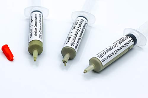 TechDiamondTools Kit of 3 Diamond Lapping Paste Polishing Compound USA Made 600 1050 1500 Grit Lapping Compound for Rock Glass Metal Jewelry Resin Marble with 25% of Diamond Powder