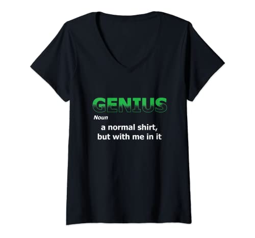 Mujer Funny Genius Definición | Nerd Geek | Ciencia científica Camiseta Cuello V