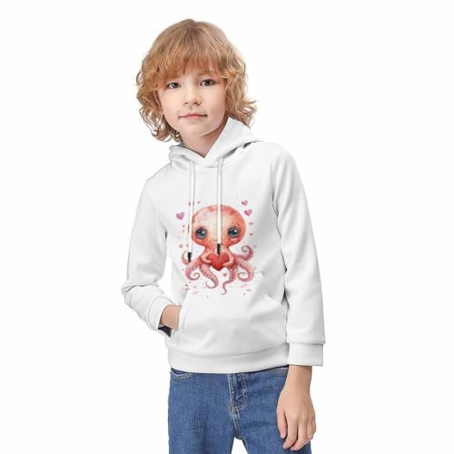 Sweat à capuche pieuvre imprimé 3D pull enfant cordon 7-9 ans - 3