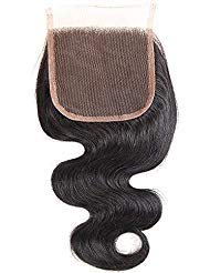 12 Inch Unprocessed Brazilian Virgin Remy Human Hair Extensions Body Wave Closure Natural Black Color Can Be Dyed Bleached(12")