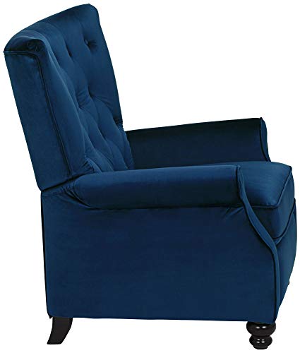 Studio 55D Bryce Rich Blue Recliner Chair Armchair Comfortable Push Manual Reclining Footrest Adjustable Upholstered Tufted Back For Bedroom Living Room Reading Home Relax Office #TOP6