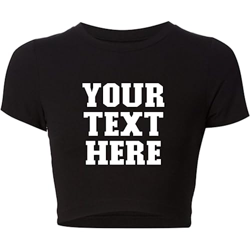 Custom Crop Top - Custom Baby Tee - Fitted Crop Top - Gift For Her - Retro - Graphic Stylish Outfit - Y2K Outfit - Summer Gifts - UTH - Under The Hut (M, Black)