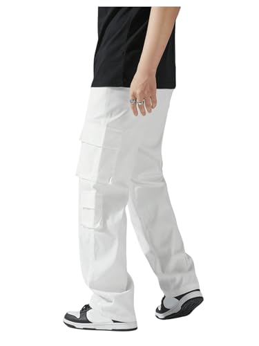 SHENHE Men's Drawstring Waist Workout Cargo Pants Street Casual Loose Pants with Pockets3