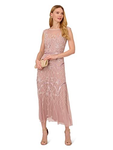 Adrianna Papell Women's Beaded Ankle Length Dress, Dusted Petal/Ivory, 16 #TOP2