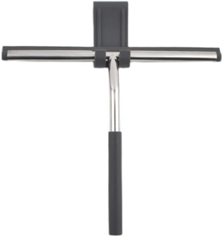 Glass Wiper Cleaning Shower Bathroom Rubber Scraper Suction Hook Removal Brush