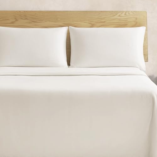 Jessica Simpson Blissful Dreams Parure de lit 4 pièces 100 % satin de coton pour grand lit, blanc nuage