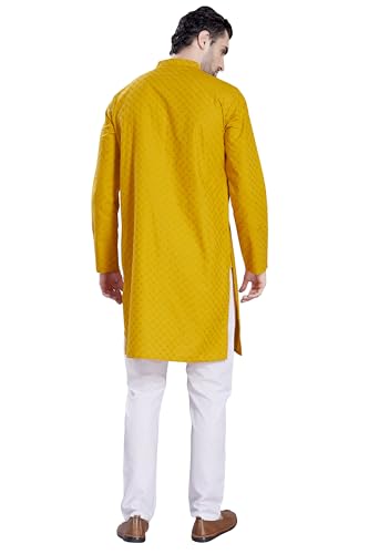 Image of DIVISIVE Men's Thread Embroidered Cotton Only Slim Fit Kurta