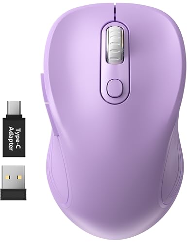 Image of WisFox 2.4G Wireless Mouse for Laptop, Ergonomic Computer Mouse with USB Receiver and Type-C Adapter, 3 Adjustable Levels DPI, 6 Button Cordless Wireless Mice (Violate)