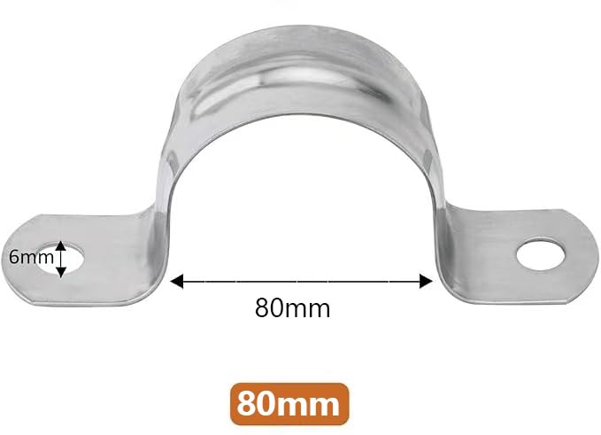 5Pcs M80/3.149 Inch Stainless Steel Conduit Clamps, Two Hole Strap U Bracket Rigid Pipe Strap Metal U Clamp Conduit Strap Tension Clips U-tube Clamp Heavy Duty