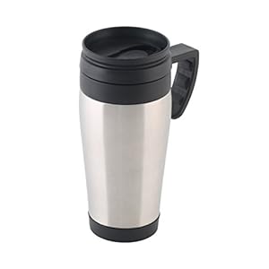 axentia Coffee to go Reisbeker van roestvrij staal, 400 ml, isoleerbeker met handvat, dicht en lekvrij