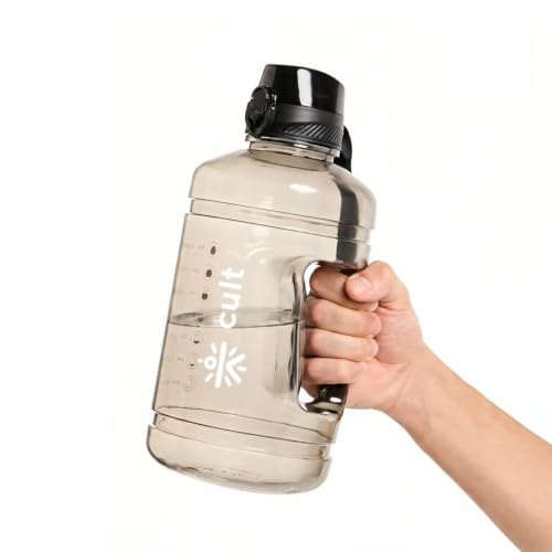 Image of CULT Gallon Water Bottle 2.2 Litre - Large Gym Water Jug & Sports Bottle for Men & Women | 2L Leak Proof Plastic Fitness Gallon Jug with Sturdy Handle (Black)