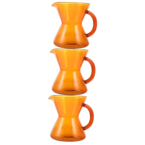 GLEAVI 3 Piezas verter sobre la cafetera jarra hogar cafetera con tapa hervidor de café para verter tetera pequeña tetera clara cafetera portatil cafetería Mini cafetera Vidrio Amarillo