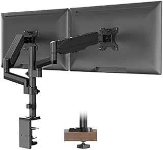 PUTORSEN Dual Monitor Stand for 17"-32" Screens, Gas Spring Monitor Arm Height Adjustable Swivel 2 Monitor Mount Desk Support VESA 75/100mm up to 8kg