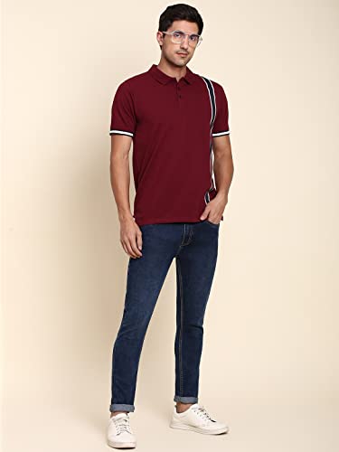 Image of Dennis Lingo Men's Slim Fit Burgundy Polo T-Shirt