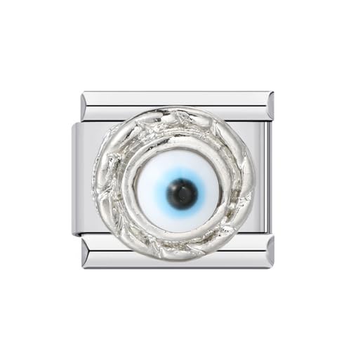 Abalorio de ojo turco de 9 mm en acero inoxidable para pulsera Nomination