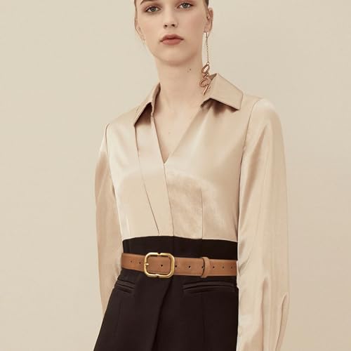 Image of Aurolran Women's Leather Belt with Buckle - Ideal for Dresses, Jeans, and Coats