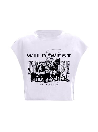 Hilinker Women Loose Fit Crew Neck Tops Cute Cap Sleeve Crop T Shirts Black West Large3
