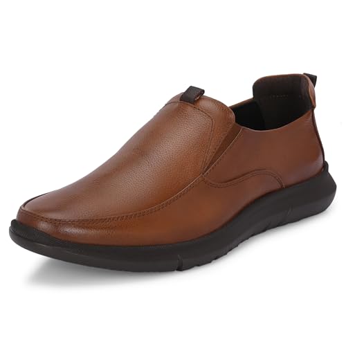 Image of Blue Leather By Centrino Genuine Leather Men's Formal Slip on Loafers |Comfort Trendy Non Lace-Up Design |Flexible Mocassins |Leather with Anti-Skid Sole |Perfect for Office Wear & Formal Dress (3997)