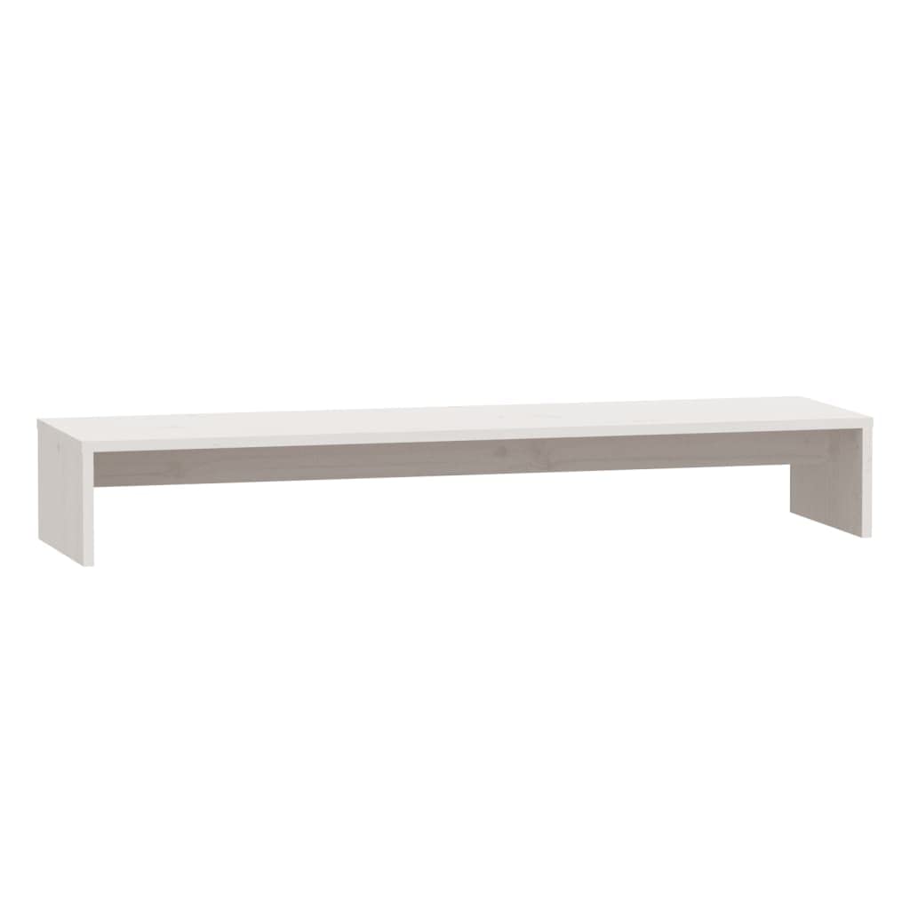 Supporto Per Monitor In Legno Di Pino - 100x27x15 Cm, Bianco, Per TV, PC E Desktop - Foto 4