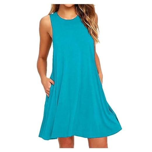 Robe Femme Ete Col Round sans Manches Mi-Longues Robe LâChe Grande Taille Dress A-Line Casual Robes DéContractéE LâChe Swing Robes De Cocktail Pas Cher Ample Tunique Dress pour Party SoiréE