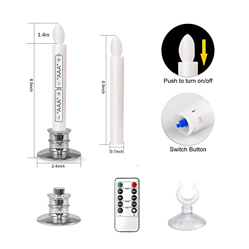 Ernon Christmas Window Candles Light,Flameless Taper Candles Flickering Battery Operated, 3D Wick Warm Led Light Electric Candles, Removable Candlesticks And Suction Cups For Home Decor,Set Of 6 #TOP2