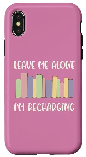 Carcasa para iPhone X/XS Leave Me Alone I'm Reading Bookshelf Book Lover Rosa Malva