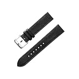 HCBBCEW Compatibile con cinturino in pelle di vacchetta orologio ad ansa piatta(Black Yellow)