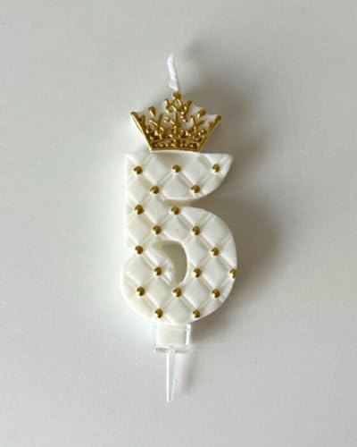 yacanova バースデーキャンドル 数字 ろうそく おしゃれ クラウン 誕生日 記念日 (ホワイト) (ホワイト【5】)