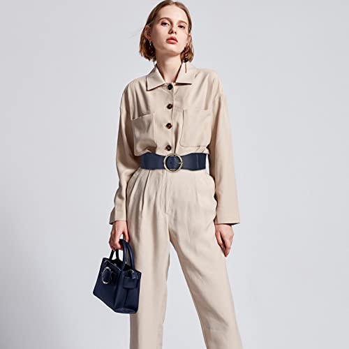 Kajeer 2 Pack Women Stretchy Waist Belt, Vintage 2.4 inch Chunky Buckle Belts for Ladies Dress2