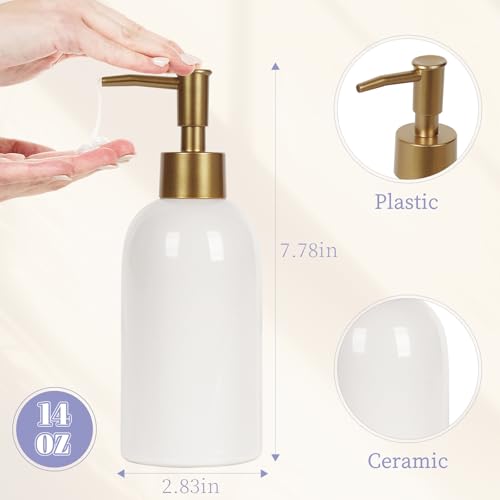 Image of Natheeph 14OZ Ceramic Soap Dispenser, White, Pump Dispenser for Bathroom /Kitchen, 200ml Liquid Capacity (White)