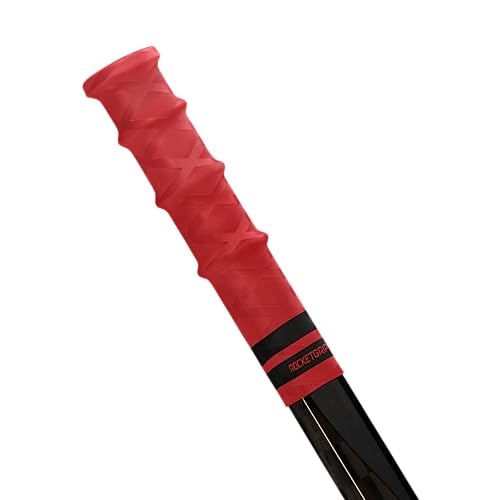 ROCKETGRIP Hockey Stick Rubber Replacement Grip - Better Than Grip Tapes - Long Lasting Premium Quality Easy to Install Ice Hockey Sports Grip for Adults and Kids (Red + Black, Jr/YTH)