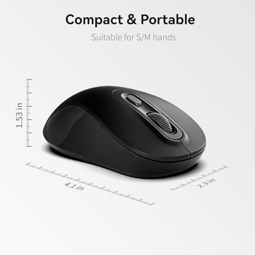 Image of Wireless Mouse, 2026 New Model, Silent Click Ergonomic Design, Portable, 4 Buttons, Adjustable DPI (800 /1200 /1600), for Laptop /PC /Office (Black)