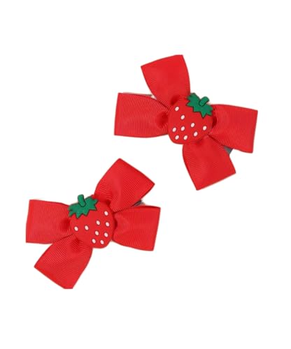 Strawberry Snap Clips Baby Girls Fruit Hair Bow Clips Strawberry Hair Ring Tie BBW24 (Set-C)