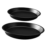 Warmhm 2 Stück Kuchenform Ofenblech für die Küche Kuchen Ofenblech Backform für Restaurant runde Ofenpfanne Backblech für Pfannkuchen Ofenblech für Restaurant Kohlenstoffstahl Schwarz