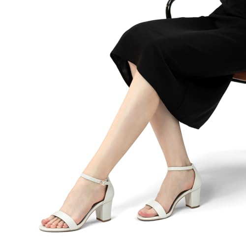Image of Women's Heeled Sandals Open Toe Ankle Strap 2.5-Inch Chunky Heels Dress Shoes Wide Feet Friendly