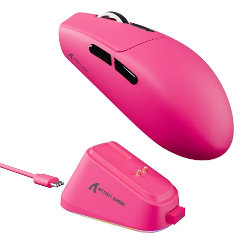 Image of ATTACK SHARK G3 Pro Wireless Gaming Mouse with Magnetic Charging Dock,Rose | PixArt PAW3311 Gaming Sensor,BT /2.4G Wireless /Wired Gaming Mouse,25K DPI,59g Ultra-Lightweight Gamer Mice for PC /Win /PS4 /Mac