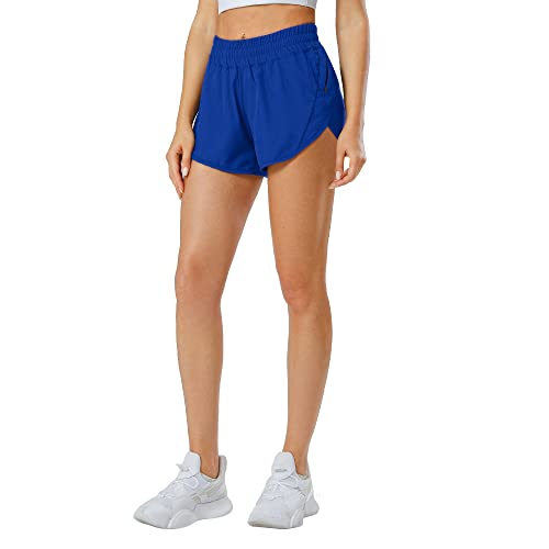 Aurefin Athletic Shorts For Women, Women's Quick Dry Running Track Shorts Workout Active Shorts With Elastic And Zip Pocket 2.5 Inch Sky Blue/M #TOP3